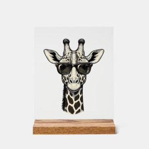 Cool Giraffe Sunglasses Vintage Engraving Shirt_1 Acrylic Sign