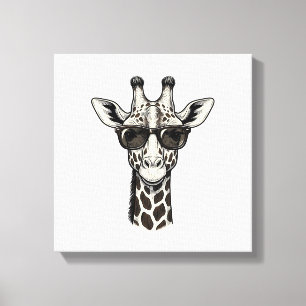 Cool Giraffe Sunglasses Vintage Engraving Shirt_1 Canvas Print