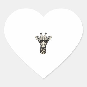 Cool Giraffe Sunglasses Vintage Engraving Shirt_1 Heart Sticker