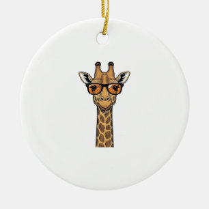 Cool Giraffe Sunglasses Vintage Engraving Shirt De Ceramic Tree Decoration