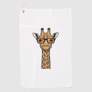 Cool Giraffe Sunglasses Vintage Engraving Shirt De Golf Towel
