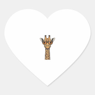 Cool Giraffe Sunglasses Vintage Engraving Shirt De Heart Sticker