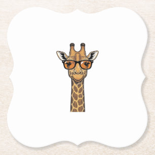 Cool Giraffe Sunglasses Vintage Engraving Shirt De Paper Coaster