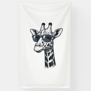 Cool Giraffe Sunglasses Vintage Engraving T-Shirt_ Banner