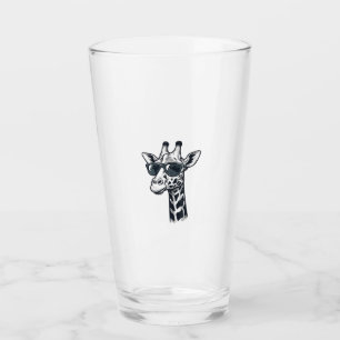 Cool Giraffe Sunglasses Vintage Engraving T-Shirt_ Glass