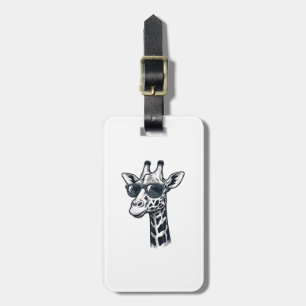 Cool Giraffe Sunglasses Vintage Engraving T-Shirt_ Luggage Tag