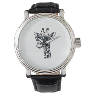 Cool Giraffe Sunglasses Vintage Engraving T-Shirt_ Watch