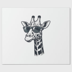 Cool Giraffe Sunglasses Vintage Engraving T-Shirt_ Wrapping Paper