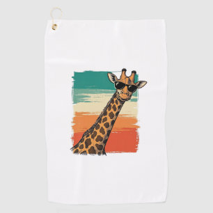 Cool Giraffe Sunglasses Vintage Sunset Shirt_1 Golf Towel