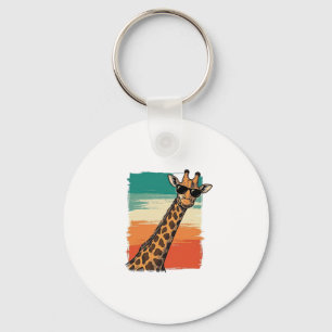 Cool Giraffe Sunglasses Vintage Sunset Shirt_1 Key Ring