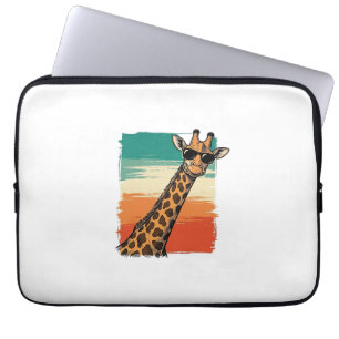 Cool Giraffe Sunglasses Vintage Sunset Shirt_1 Laptop Sleeve