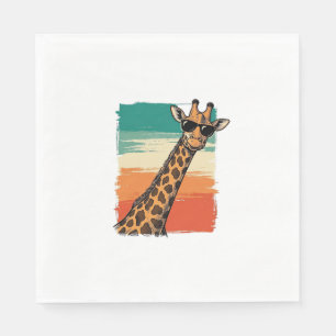 Cool Giraffe Sunglasses Vintage Sunset Shirt_1 Napkin