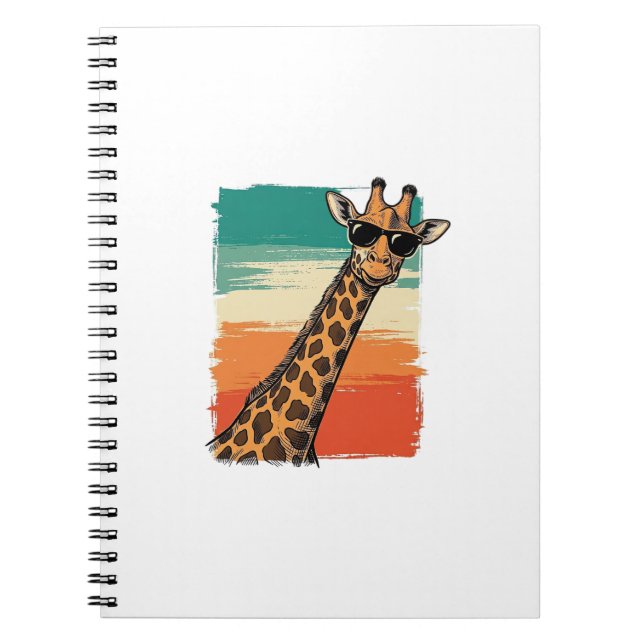 Cool Giraffe Sunglasses Vintage Sunset Shirt_1 Notebook (Front)