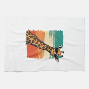 Cool Giraffe Sunglasses Vintage Sunset Shirt_1 Tea Towel