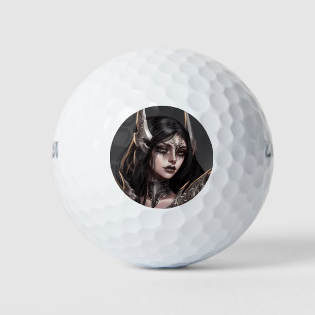 Cool Girl Goth Warrior Golf Balls (Front)