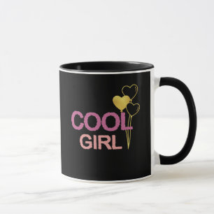 Cool Girl Pink and Gold Heart Balloons Chic Mug