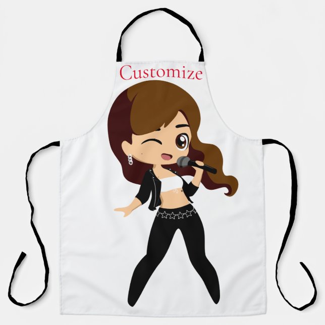Cool Girl Sings Karaoke Thunder_Cove Apron (Front)