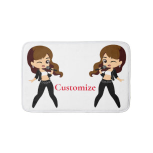Cool Girl Sings Karaoke Thunder_Cove Bath Mat