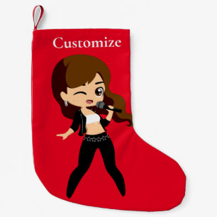 Cool Girl Sings Karaoke Thunder_Cove Small Christmas Stocking