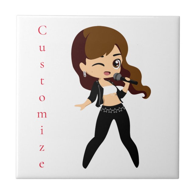 Cool Girl Sings Karaoke Thunder_Cove Tile (Front)