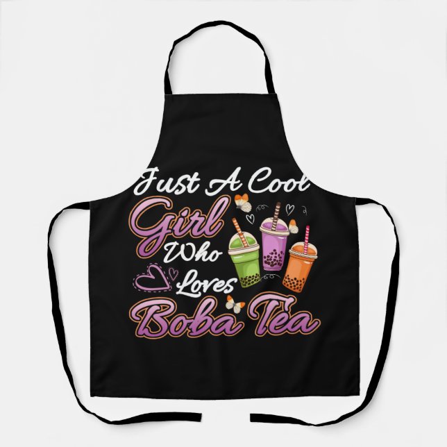 Cool Girl Who Loves Boba Tea Boba Drink Bubble Tea Apron (Front)