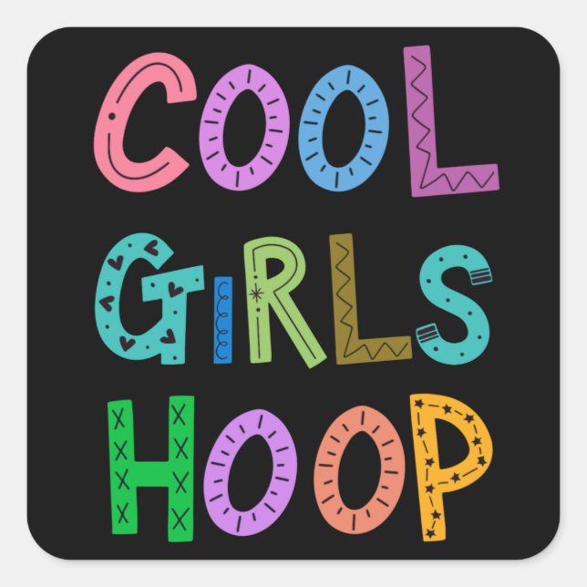Cool Girls Hoop Hula Hoop Girl Womens Square Sticker (Front)