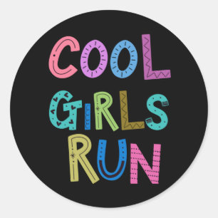 Cool Girls Run Runners Running Lover Womens Kids Classic Round Sticker