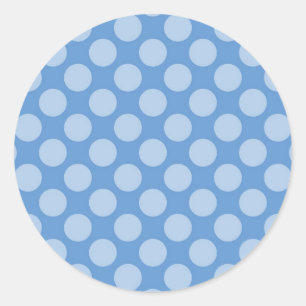 Cool Girly Blue Polka Dots Pattern on Blue Gifts Classic Round Sticker