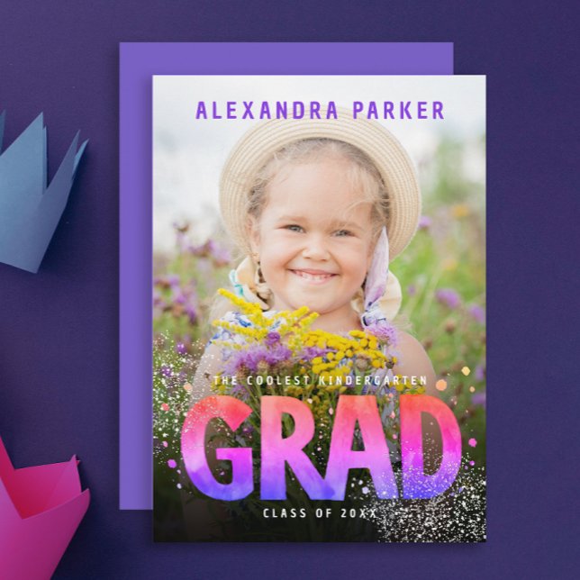 Cool Girly Graduate Purple Pink Gradient Photo Announcement (Creator Uploaded)