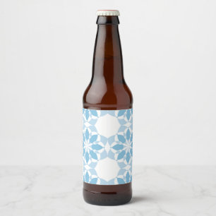 Cool, girly, modern, trendy unique flower abstract beer bottle label