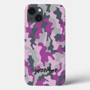 Cool Girly Pink Camo Camouflage Name Personalised iPhone 13 Case
