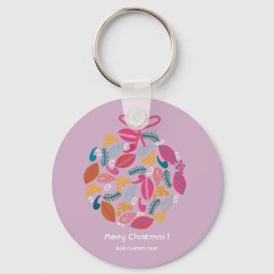 cool girly pink christmas customised    key ring