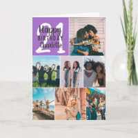 Cool girly purple photos collage grid 21 birthday