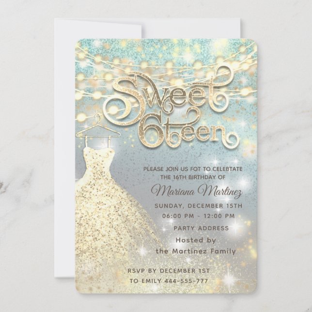 Cool glitter elegant String lights gold sparkle  Invitation (Front)