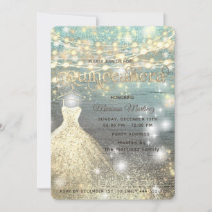 Cool glitter elegant String lights gold sparkle Invitation