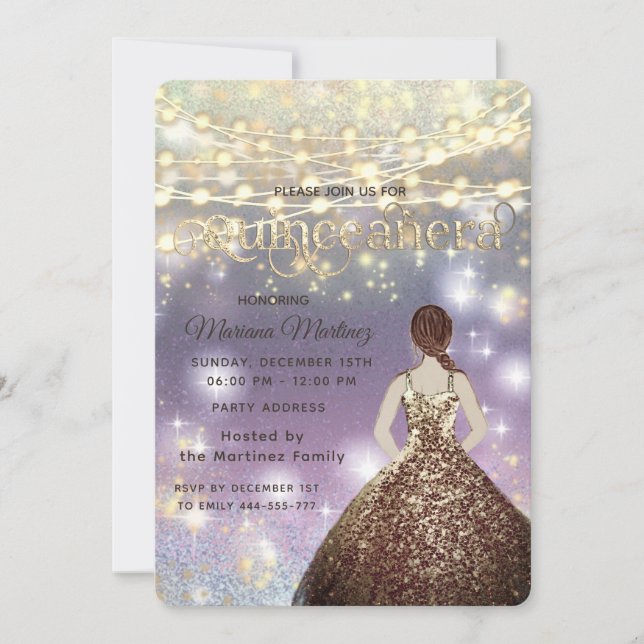 Cool glitter elegant String lights gold sparkle  Invitation (Front)
