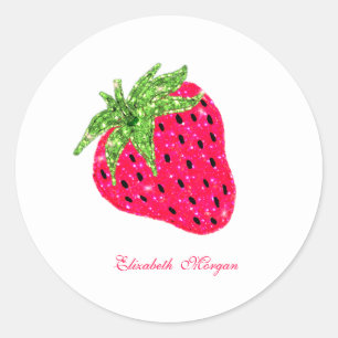 Cool Glitter Strawberry Classic Round Sticker