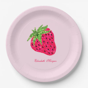 Cool Glitter Strawberry Paper Plate