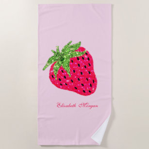 Cool Glitter Strawberry Pink Beach Towel