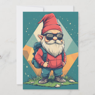 Cool Gnome on an Adventure: Fun Illustration Holiday Card
