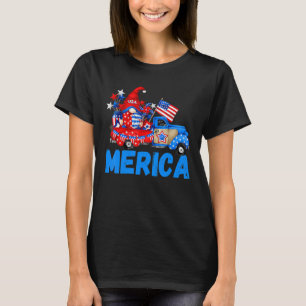 Cool Gnome Patriotic Truck American Flag  4th Of J T-Shirt