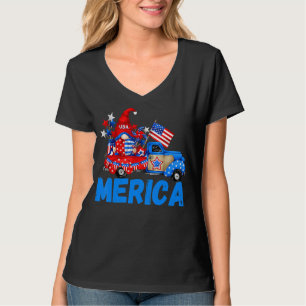 Cool Gnome Patriotic Truck American Flag 4th Of J T-Shirt