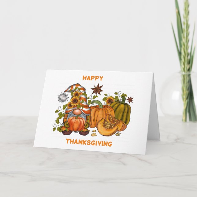 **COOL GNOME SAYS HAPPY THANKSGIVING** CARD (Front)