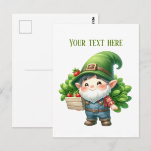 Cool gnome tomato farmer customisable  postcard