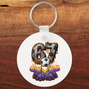 Cool Goalkeeper Soccer Ball Jersey Number 67 Art Key Ring