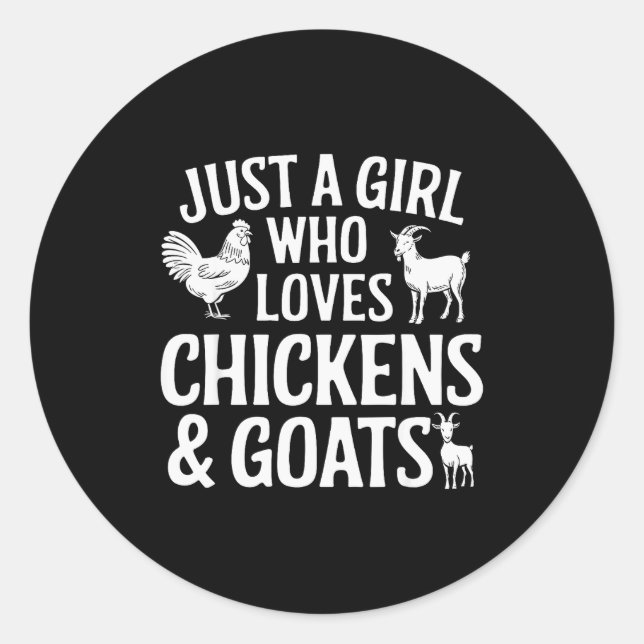 Cool Goat Design For Girls Women Animal Farming Go Classic Round Sticker (Front)