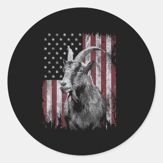 Cool Goat Lover 4th Of July Patriotic Usa Independ Classic Round Sticker (Front)