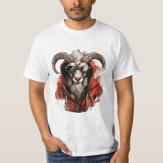 cool goat with sunglasses T-Shirt (Front)