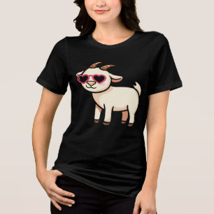 Cool Goat with Sunglasses T-Shirt – Funny Chill An Tri-Blend Shirt
