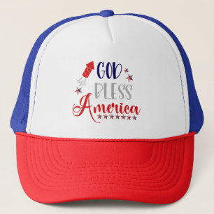 Cool God Bless America Red White Blue USA Patriot Trucker Hat